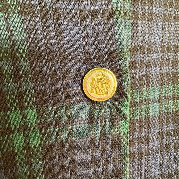Vintage Tartan Plaid Sweater Blazer Jacket Size M Blue Green Statement Button - Picture 4 of 7
